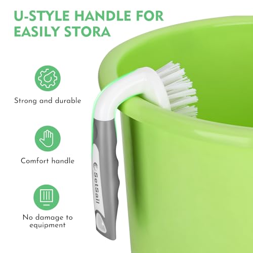 SetSail Scrub Brush, Heavy-Duty Stiff Bristle Cleaning Scrubber, 4 Pack - color: Grey White, size: 4-pack