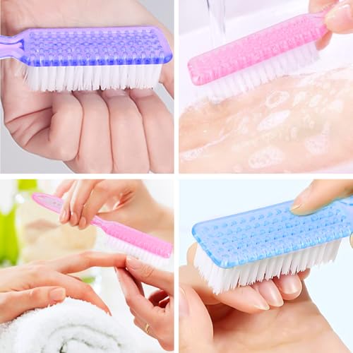 HOFASON 6 Pack Nail Brush for Cleaning Fingernails, Nail Brush Handle Grip Brush for Nail and Toenail Foot, Nail Dust Brush Manicure Pedicure Tools Scrubbing Brush Women Men Home Salon (Clear) - color: Clear
