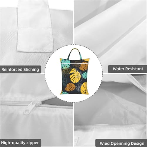 "tropical leaves cute summer 2-Pack Travel Laundry Bags for Dirty Clothes- Large Waterproof Laundry Tote, Wet & Dry Use, Reusable Foldable Carry Handles for Vacation, Gym & Dorm" - color: Tropical Leaves Cute Summer