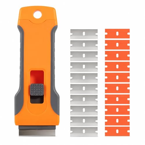 Razor Scraper Tool Set, 20 Blades (10 Metal + 10 Plastic) for Glass Stove