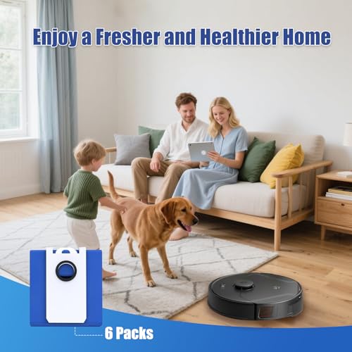 6-Pack UltraVision/UltraVision Pet Replacement Dust Bags for bObsweep RC400 & UltraVision/UltraVision Pet Robot Vacuum– 6L High-Capacity Self-Emptying Robot Vacuum Bags - size: 6 Dust Bags