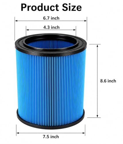VF5000 Replacement Filter for Ridgid Shop Vac 6-20 Gallon Vacs - color: Blue VF5000, size: M 2 Pcs Filters & 2 Pcs Bags