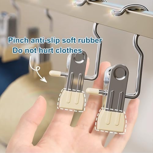 20 Pcs Stainless Steel Multi-Function Hanger Clips – Portable Hooks for Laundry Hanging & Closet Storage, Compatible with Boots, Socks, Pants, Hats, Handbags, Towels, Bras