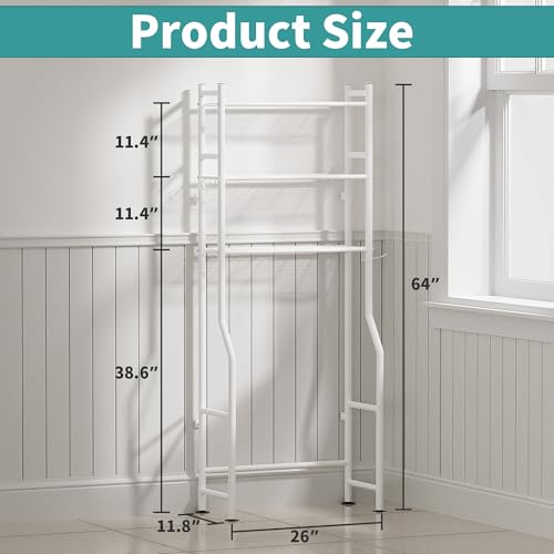 3-Tier Over Toilet Storage, Anti-Tip, 64" H, White - color: A-white