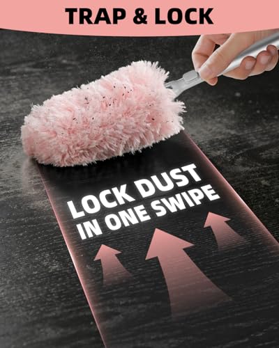 6 ft Extendable Duster Kit with 50 Pink Refills for Swiffer Duster - color: 50 Pink Refills + Extended Handle
