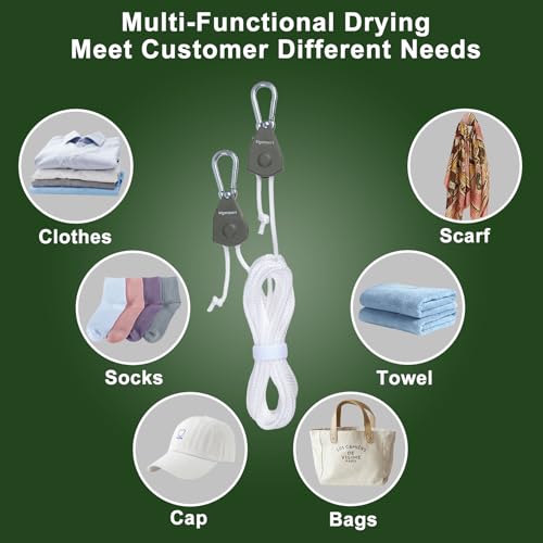 Vigorport Retractable Travel Clothesline, Portable Clothes Laundry Line - size: 28Ft Rope-1/8'' Pulley