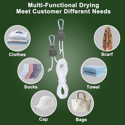 Vigorport Retractable Travel Clothesline, Portable Clothes Laundry Line - size: 28Ft Rope-1/8'' Pulley
