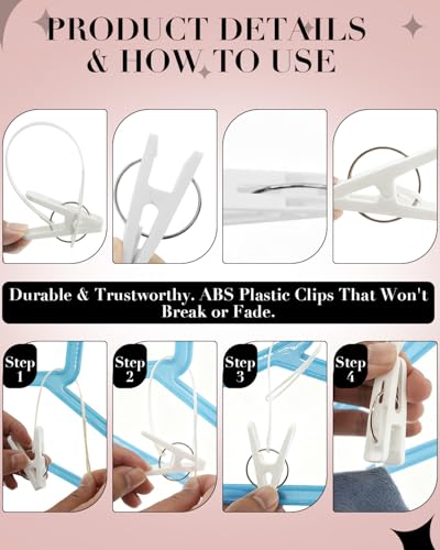 50Pcs Multi Purpose Laundry Hanging Clips with Rope, White - Strong Grip Hanging Clips for Baby Hangers, Pants, Socks, Towels & Closet Organization, Multi-Purpose Laundry Drying Hooks - color: 50pack White