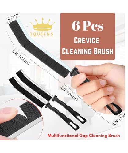 6Pcs Crevice Cleaning Brush 6 Extra Hooks, Multifunctional Cleaning Tool for Home & Kitchen,Heavy-Duty Deep Cleaning Gaps Corners,Cars,HouseholdUse,Bathroom,Window, Faucet & Tile Grout Cleaner