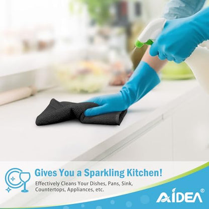 AIDEA Black Microfiber Cleaning Cloth-150PK, Cleaning Rags 12"x12" - color: Black, size: 12in.x12in.