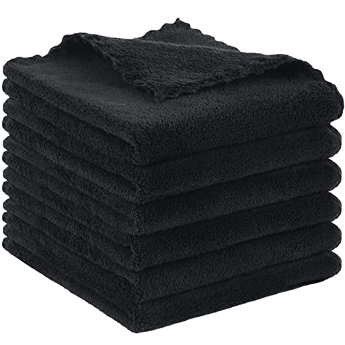 SUNLAND Microfiber Face Cloth 12inchx12inch 6 Pack Black - color: Black - 12x12, size: 6 Count (Pack of 1)