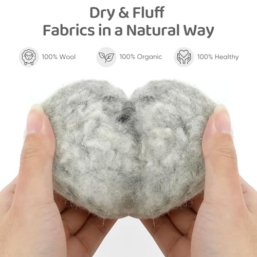 Wool Dryer Balls 6 Pack, Natural Fabric Softener, Dryer Balls Laundry Reusable, Reduces Clothing Wrinkles and Saves Drying Time (Gray) - color: Gray