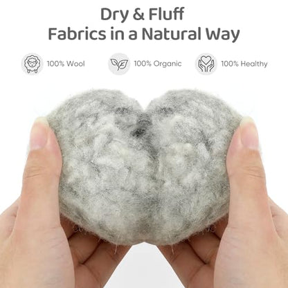 Wool Dryer Balls 6 Pack, Natural Fabric Softener, Dryer Balls Laundry Reusable, Reduces Clothing Wrinkles and Saves Drying Time (Gray) - color: Gray