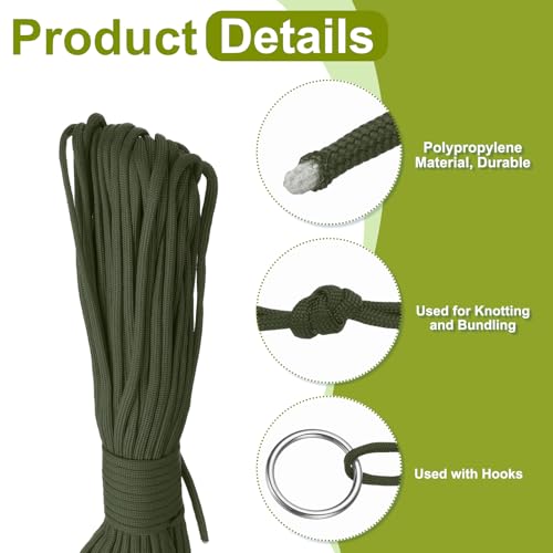 uxcell 4mm Nylon Rope, 10ft Portable Clothesline for Luggage and Backpack Tie Downs, Hanging Clothes, Swings, Camping and Mountaineering Tie Downs, Green - color: Green