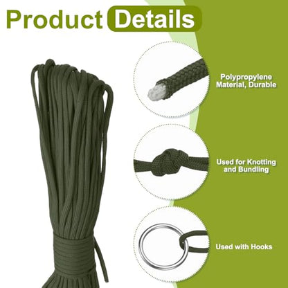 uxcell 4mm Nylon Rope, 10ft Portable Clothesline for Luggage and Backpack Tie Downs, Hanging Clothes, Swings, Camping and Mountaineering Tie Downs, Green - color: Green