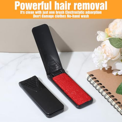 4 Pack Foldable Lint Brush for Clothes, Portable Travel Size Lint Remover Brush Reusable Mini Lint Remover Brushes Compact Lints Removal Tool for Sofa Clothes Pet Hair