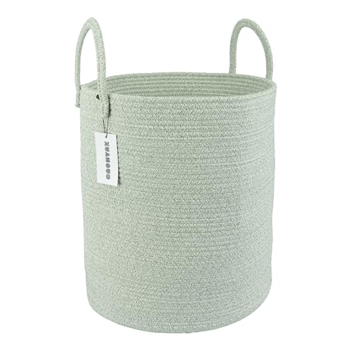 XUANGUO Cotton Rope Laundry Basket Hamper for Clothes, green - color: green, size: Regular