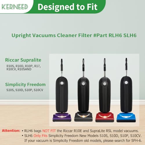 7 Pack Replacement HEPA RLH-6 Vacuum Bags for Riccar SupraLite R10S R10D R10O R10SAND Simplicity Freedom R10S R10D S10P S10SAND Upright Vacuums Cleaner Filter #Part RLH6 SLH6