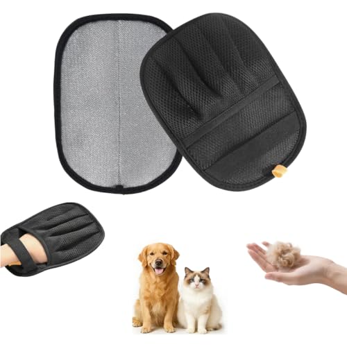 Pet Hair Removal Glove with Electrostatic Technology, Pet Hair Gloves for Dogs and Cats, Washable Pet Hair Remover Tool for Sofas, Carpets, Car Seats and Bedding - color: black
