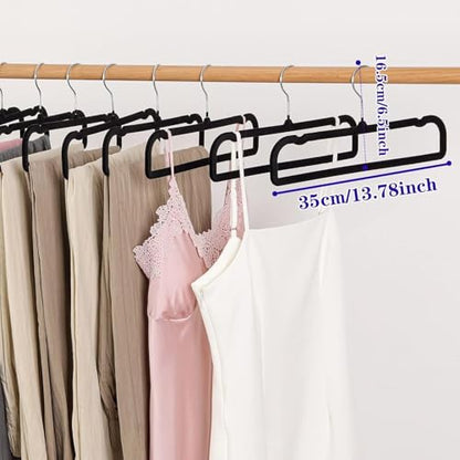 Velvet Hangers Non Slip - 20 Pack Pants Hangers for Closet - Thin Space Saving Clothes Hanger - Strong, Durable, Jean Perchas with 360 Degree Rotatable Hook for Tank Top (Black Silver Hook) - color: Black Silver Hook