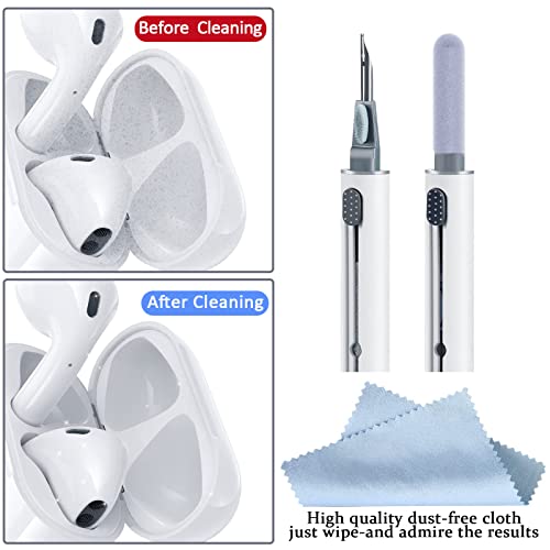 Airpod Cleaner Kit, Earbud Cleaning Kit for Airpods Pro 1 2 3,Multi-Function Cleaning Pen with Soft Brush Flocking Sponge, Suitable for Bluetooth Headset, Charging Box, Mobile Phone,Earbud (1Pcs) - color: 1PCS(White)