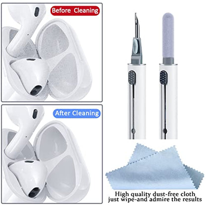 Airpod Cleaner Kit, Earbud Cleaning Kit for Airpods Pro 1 2 3,Multi-Function Cleaning Pen with Soft Brush Flocking Sponge, Suitable for Bluetooth Headset, Charging Box, Mobile Phone,Earbud (1Pcs) - color: 1PCS(White)