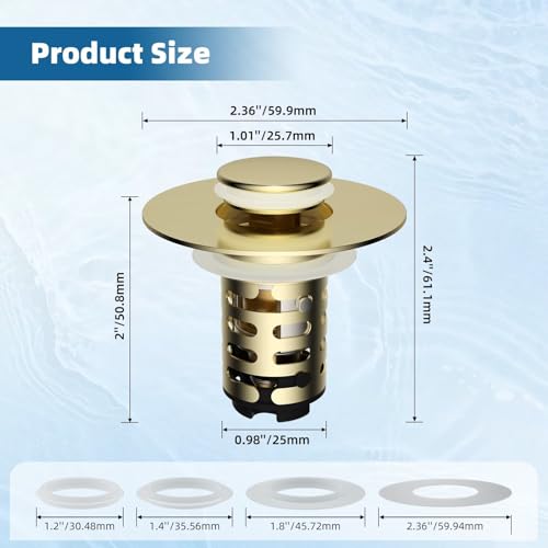Universal Upgraded Bathroom Sink Drain Stopper Hair Catcher, Brushed Gold - color: Brushed Gold