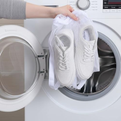 Shoe Dryer Bag Sneaker Wash & Dry Net Bag for Dryer Laundry, Sneaker Laundry HoneyComber Mesh Bags with Zipper and Strap for Shoes Washing Mesh Net for Most Dryers Door 15.7" Large