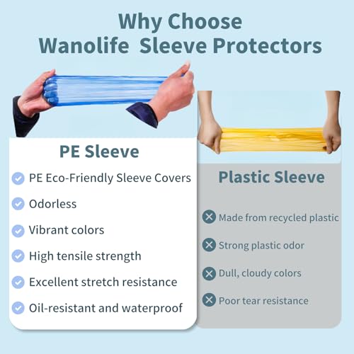 Disposable Arm Sleeves, 100 Pcs Waterproof Plastic Sleeve Protectors, Oilproof Oversleeves Covers - color: Blue-300pcs