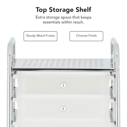 10 Drawer Rolling Storage Cart with Wheels, Slim Utility Organizer, White - color: WHITE