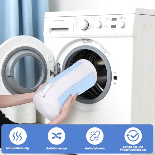 Dntorx 2 PCS Shoe Washing Machine Bags for Washer and Dryer, Blue + White - color: Blue+White