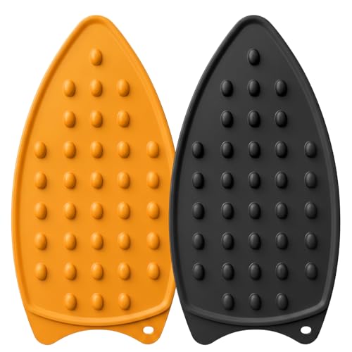 2 Pcs Silicone Iron Rest Pad, Black/Orange - color: Black & Orange
