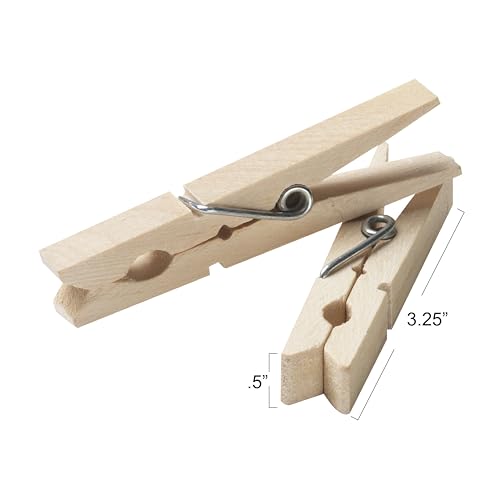 Household Essentials Classic Birchwood Clothespins, Bag of 50 (Pack of 12) - size: Bag of 50 (Pack of 12)