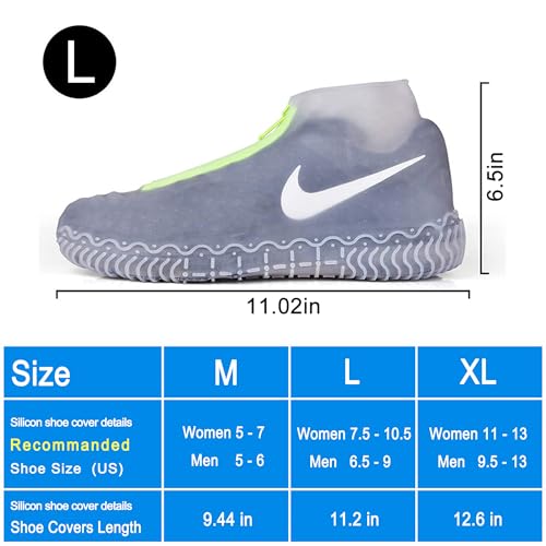 Shiwely Silicone Waterproof Shoe Covers, reusable upgraded overshoes with waterproof zipper, Resistant Rain Boots Non-Slip Washable Protection for Women, Men (L (Women 7.5-10.5, Men 6.5-9), White) - color: White, size: L (Women 7.5-10.5, Men 6.5-9)