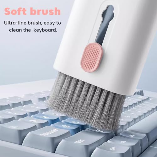 7 in 1 Keyboard Cleaner Laptop Cleaning kit, Electronic Cleaner kit with Key Cap Puller, Computer Cleanings Tools Kit for Monitor Tablet,Cell Phones,Earbuds Camera,Lens(Color:Pink)