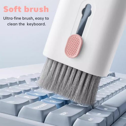7 in 1 Keyboard Cleaner Laptop Cleaning kit, Electronic Cleaner kit with Key Cap Puller, Computer Cleanings Tools Kit for Monitor Tablet,Cell Phones,Earbuds Camera,Lens(Color:Pink)