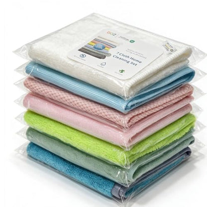 DQZ Microfiber Cleaning Cloths Set 7 Pack Reusable Cleaning Rags