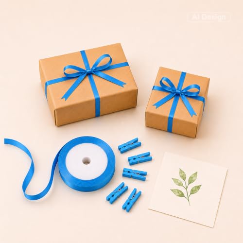 jijAcraft 1.4Inch Mini Clothes Pins - 100Pcs Wooden Clothespins with Ribbon - color: Blue, size: 1.4 inch, 100 pcs