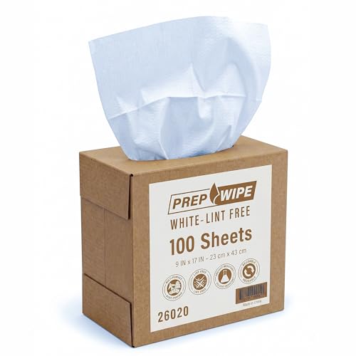 Lint Free Cleaning Towels, 100 Sheets, 9 x 17 Inch, Heavy Duty Disposable Cleaning Cloths, Tear Resistant Non Woven Wipes, Solvent Resistant, Industrial and Home Use, White,26020 - color: White