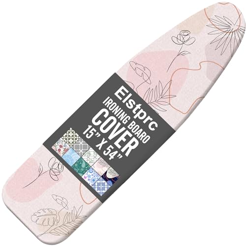 Boho Ironing Board Cover and Pad 15x54 Inch, 100% Cotton Surface Heavy Duty Iron Cover, Standard Size Ironing Board Covers, with Elastic Edge & 2 Hook & Loop Fastener Straps for Easy Installation - color: Boho04