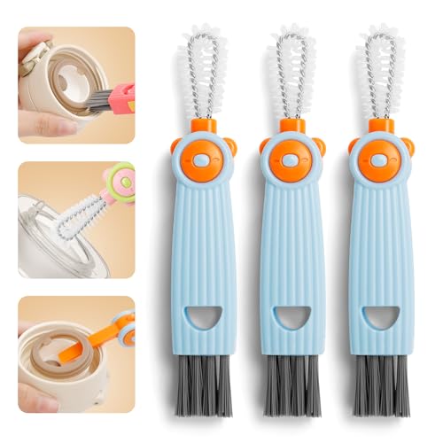 3 in 1 Cup Lid Gap Cleaning Brush Set, Multifunctional Bottle Cleaning Brush, Portable Water Bottle Cleaner Brush, Home Kitchen Cleaning Tools for Thorough Cleaning of Bottles, Cups, and Tight Spaces - color: Blue