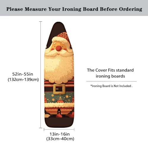 Christmas Santa Steam Ironing Board Cover 15x54 Inch, Cartoon Father Christmas Standard Ironing Board Cover, Funny Holiday Print Home Covers for Smooth Iron Washable - color: Christmas Santa