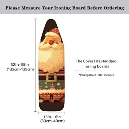 Christmas Santa Steam Ironing Board Cover 15x54 Inch, Cartoon Father Christmas Standard Ironing Board Cover, Funny Holiday Print Home Covers for Smooth Iron Washable - color: Christmas Santa
