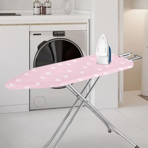 Pink Heart Ironing Board Cover and Pad Soft Cover with Padding Heat-Reflective Scorch Resistant Anti-dust Home Decorations - color: Pink Heart