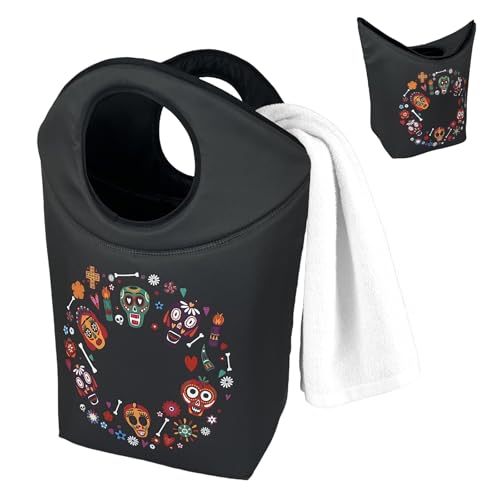 Collapsible Laundry Hamper, 18x17x9.5" Portable Storage Basket - color: Skeleton-6, size: 17"L x 9.5"W x 18"H