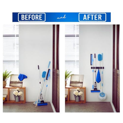 Displays By Jack wall mounted Broom and mop Holder, Black Utility Tool Organizer for Home, 1-Pack