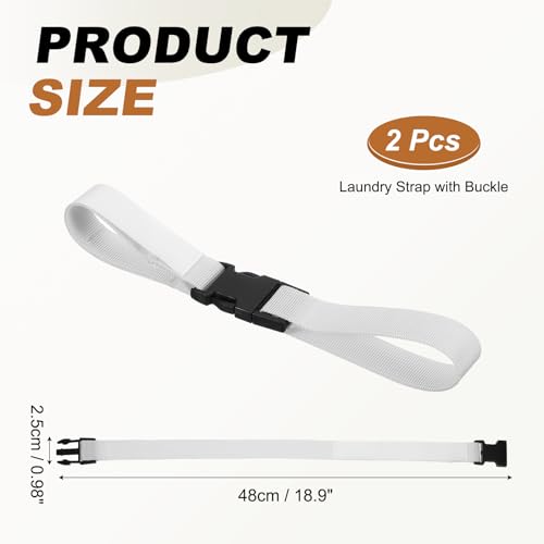 uxcell 2 Pcs Laundry Strap with Buckle, Multipurpose Laundry Strap Replacement Wash Care Utility Household Cleaning Loop Athletics Accessories Tools Storage, White - color: White
