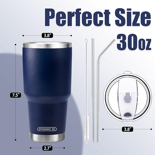 D·S 30 oz Navy Tumbler Double Wall Vacuum Insulated Travel Coffee Mug - color: Navy