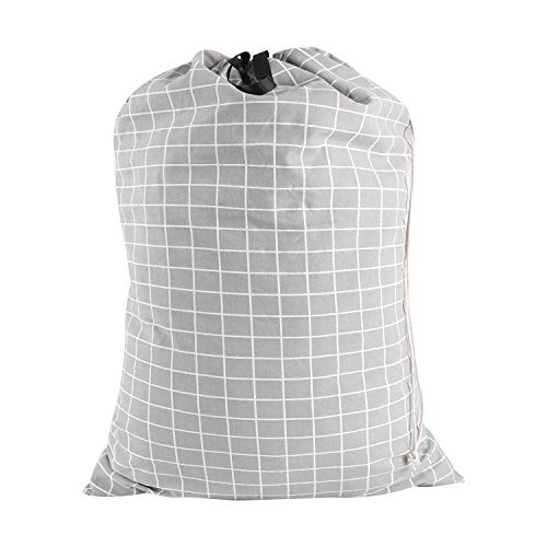 SWISSELITE Heavy Duty Laundry Bag, Large Travel Dirty Clothes Bag - color: Check Gray