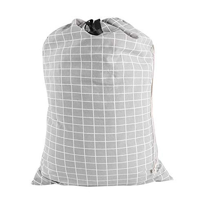 SWISSELITE Heavy Duty Laundry Bag, Large Travel Dirty Clothes Bag - color: Check Gray